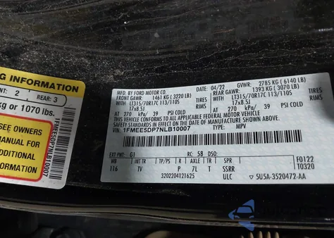 2022 Ford Bronco Big Bend/Black Diamond/Outer Banks/Badlands/Wildtrak/Everglades from USA, damaged, VIN 1FMEE5DP7NLB10007